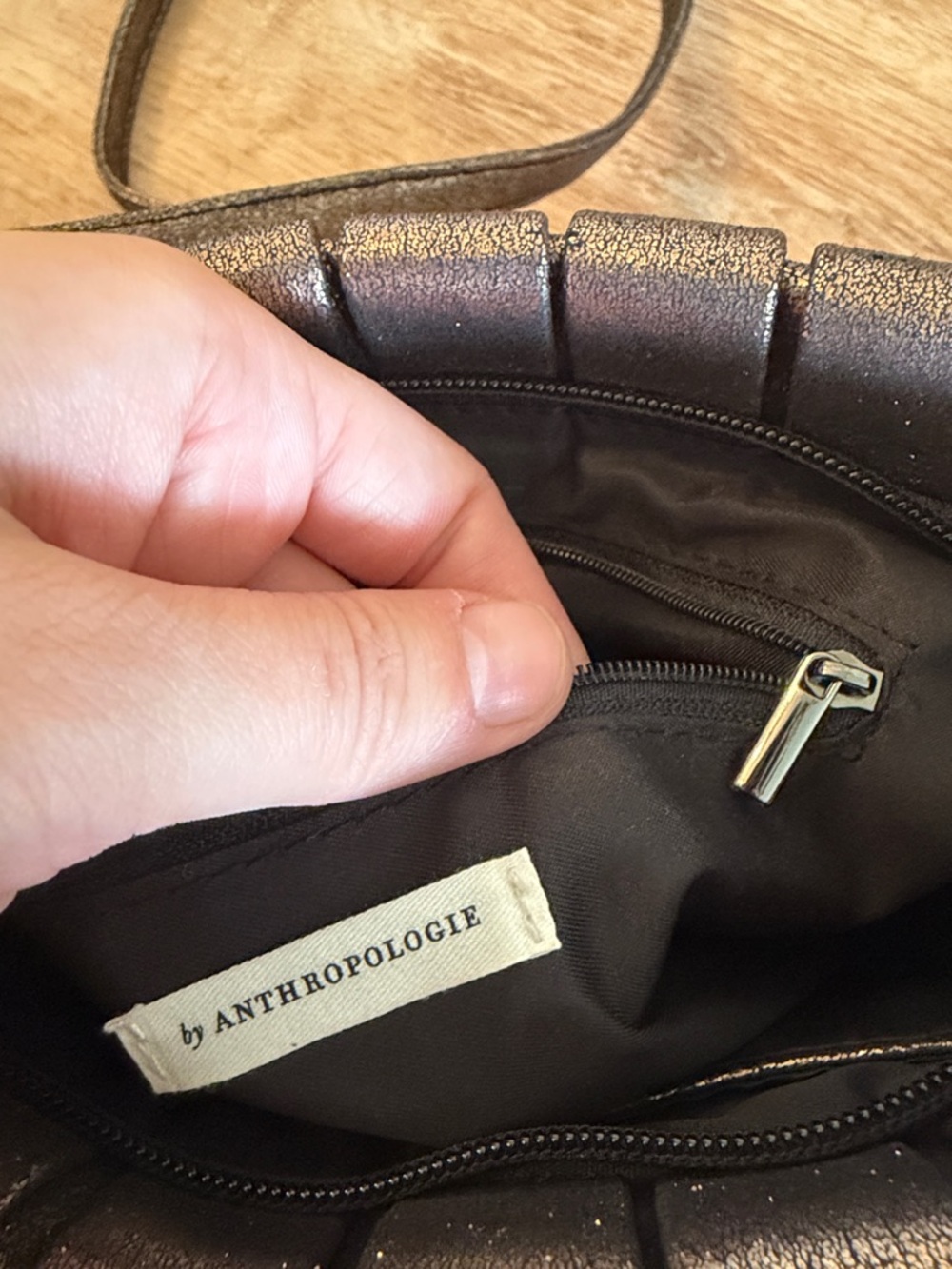 ANTHROPOLOGIE Lindy Woven Clutch in metallic brown NWOT - Picture 5 of 7